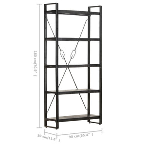 Schwarzes Bücherregal Mango Massivholz 90x180cm