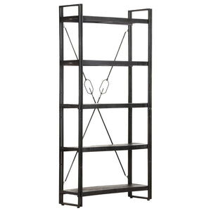Schwarzes Bücherregal Mango Massivholz 90x180cm
