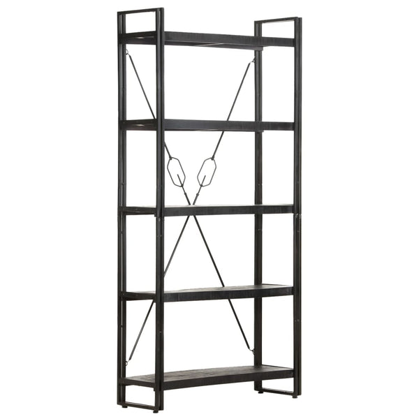 Schwarzes Bücherregal Mango Massivholz 90x180cm