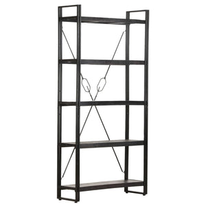 Schwarzes Bücherregal Mango Massivholz 90x180cm
