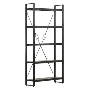 Schwarzes Bücherregal Mango Massivholz 90x180cm