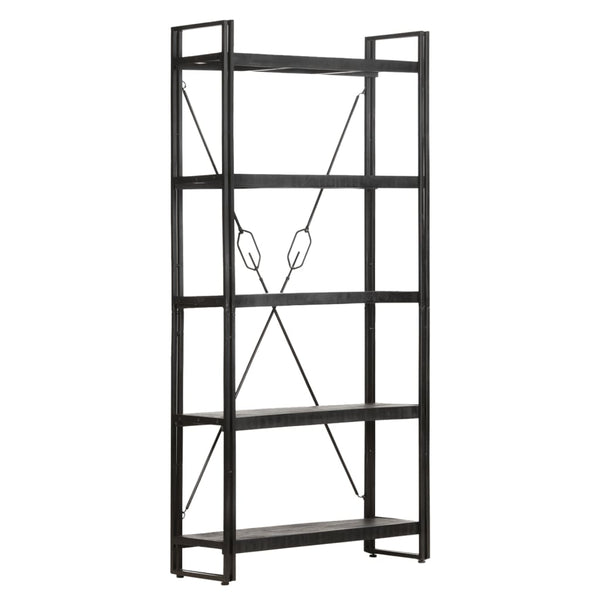 Schwarzes Bücherregal Mango Massivholz 90x180cm