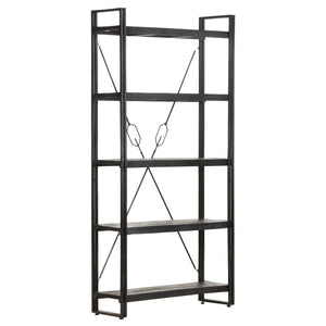Schwarzes Bücherregal Mango Massivholz 90x180cm