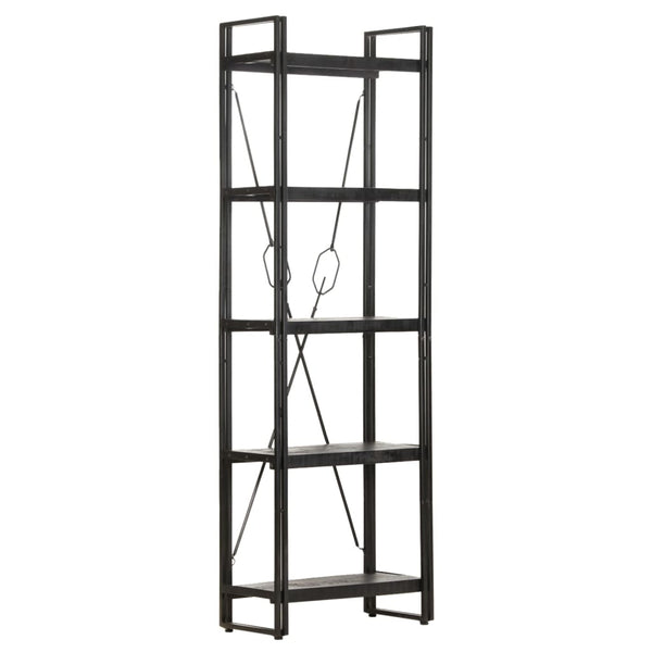 Schwarzes Bücherregal mit 5 Fächern