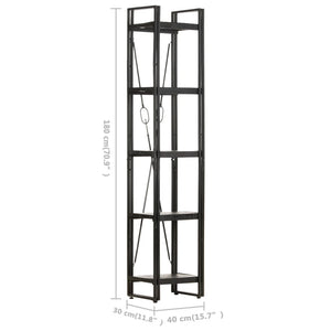 vidaXL Étagère à 5 niveaux Noir 40x30x180 cm Bois de manguier massif