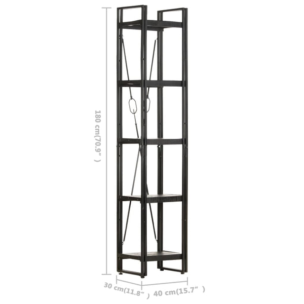 vidaXL Étagère à 5 niveaux Noir 40x30x180 cm Bois de manguier massif