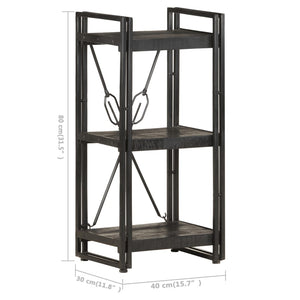 Schwarzes Bücherregal Mango Massivholz 40x80cm