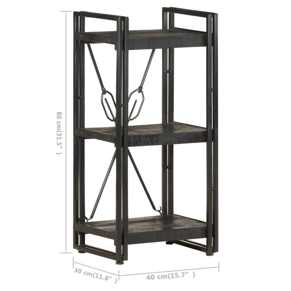Schwarzes Bücherregal Mango Massivholz 40x80cm