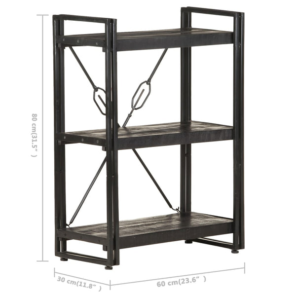 Schwarzes Bücherregal Mango Massivholz 60cm