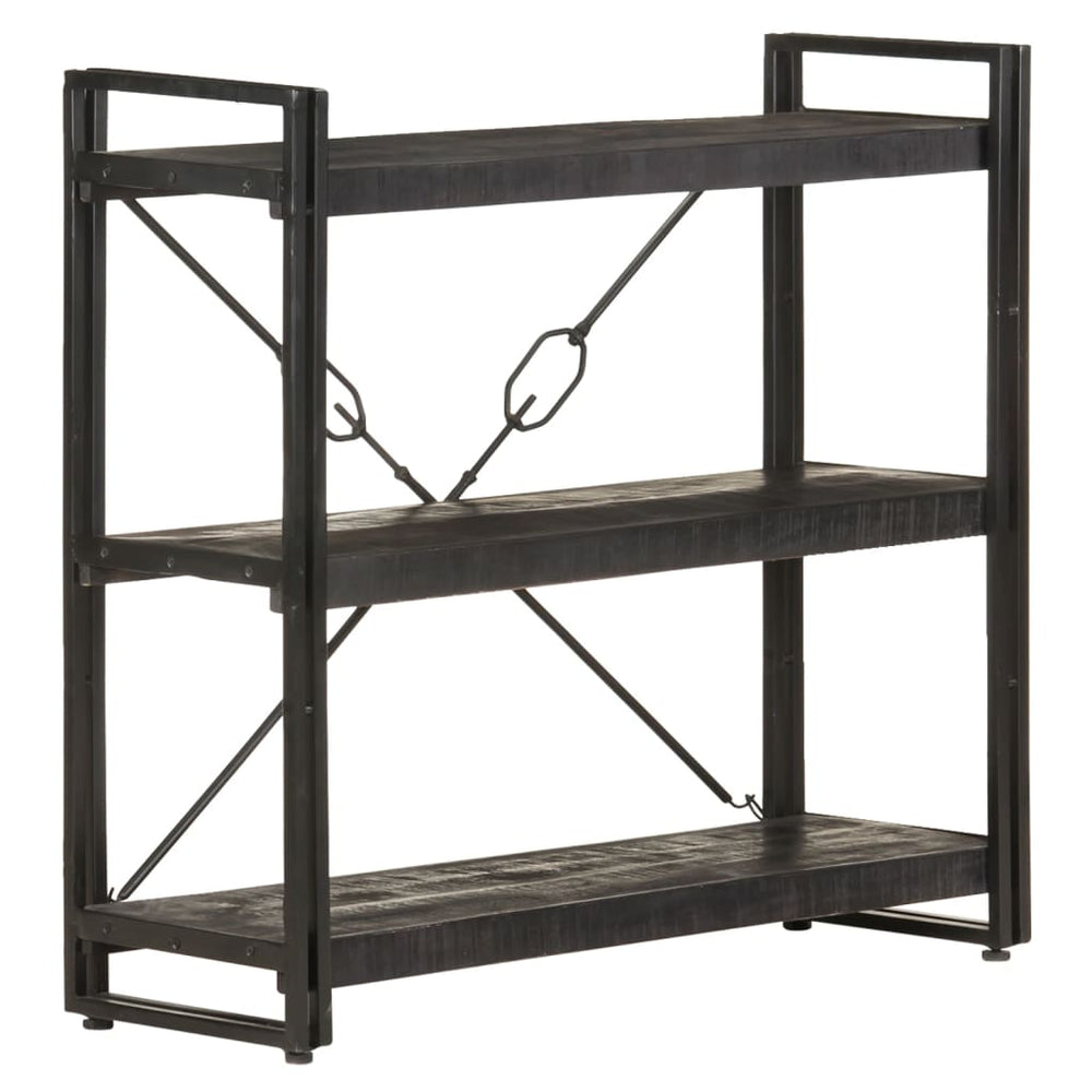 Schwarzes Bücherregal Mango Massivholz 90x80cm