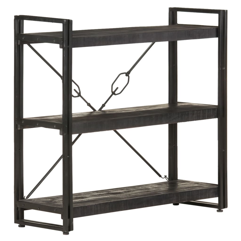 Schwarzes Bücherregal Mango Massivholz 90x80cm