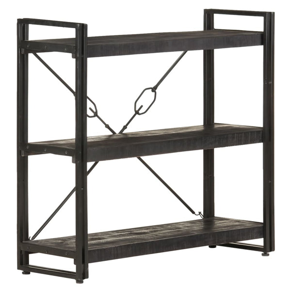 Schwarzes Bücherregal Mango Massivholz 90x80cm