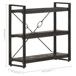 Schwarzes Bücherregal Mango Massivholz 90x80cm