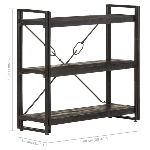 Schwarzes Bücherregal Mango Massivholz 90x80cm
