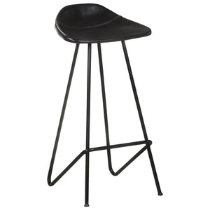 Barhocker 2er Set – Echtleder Schwarz