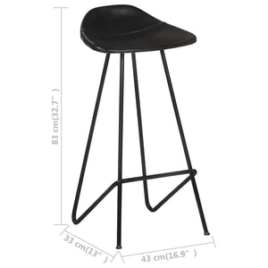 Barhocker 2er Set – Echtleder Schwarz