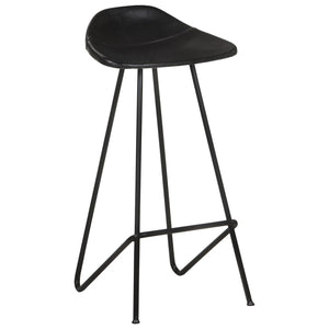 Barhocker 2er Set – Echtleder Schwarz