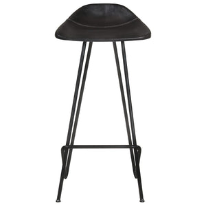 Barhocker 2er Set – Echtleder Schwarz