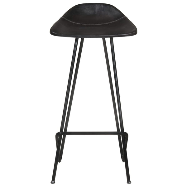 Barhocker 2er Set – Echtleder Schwarz