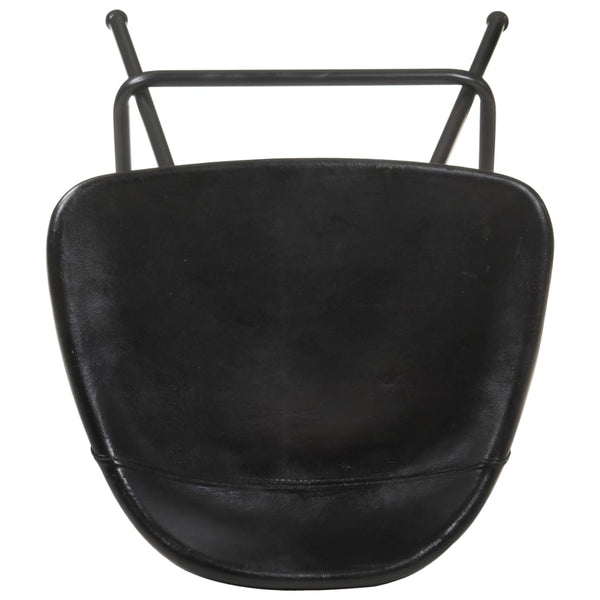 Barhocker 2er Set – Echtleder Schwarz