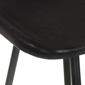 Barhocker 2er Set – Echtleder Schwarz