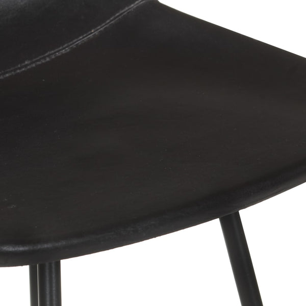 Barhocker 2er Set – Echtleder Schwarz
