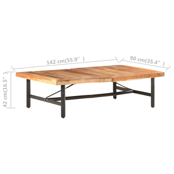 Massiver Couchtisch aus Akazienholz 142x90 cm