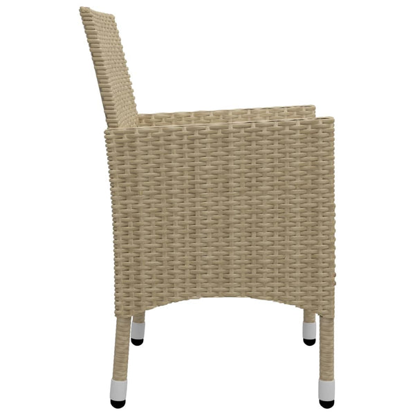 3-tlg. Garten-Essgruppe Beige Poly Rattan und Glas
