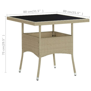 3-tlg. Garten-Essgruppe Beige Poly Rattan und Glas
