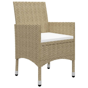 3-tlg. Garten-Essgruppe Beige Poly Rattan und Glas
