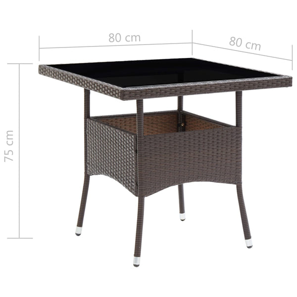 3-tlg. Garten-Essgruppe Braun Poly Rattan und Glas