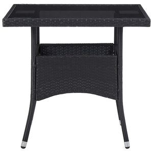 5-tlg. Garten-Essgruppe Schwarz Poly Rattan und Glas
