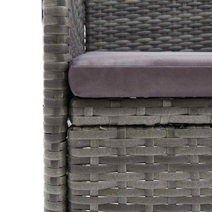5-tlg. Garten-Essgruppe Grau Poly Rattan und Glas