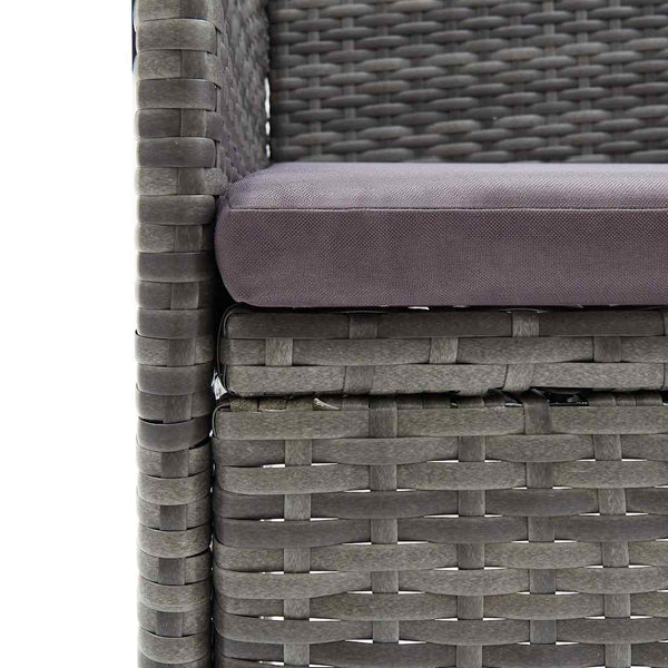 5-tlg. Garten-Essgruppe Grau Poly Rattan und Glas