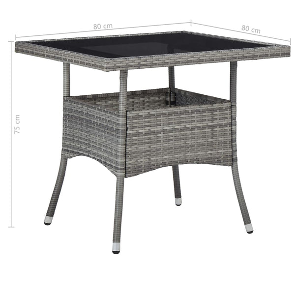 5-tlg. Garten-Essgruppe Grau Poly Rattan und Glas