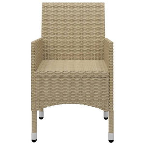 5-tlg. Garten-Essgruppe Poly Rattan und Glas Beige
