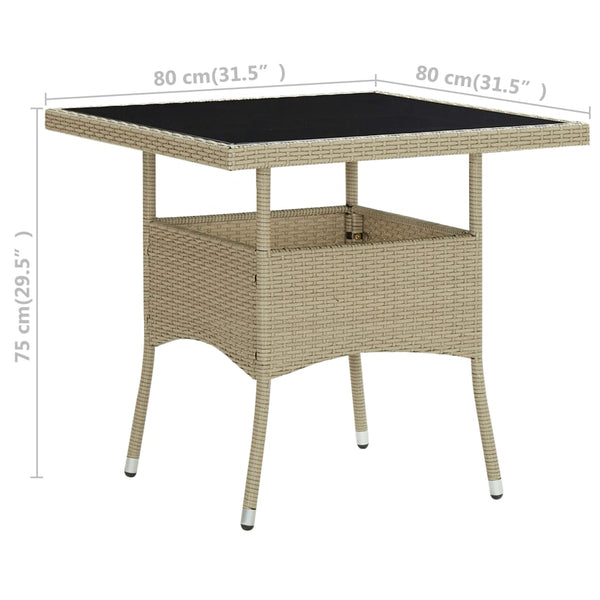 5-tlg. Garten-Essgruppe Poly Rattan und Glas Beige
