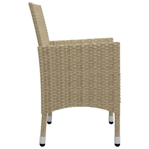 5-tlg. Garten-Essgruppe Poly Rattan und Glas Beige