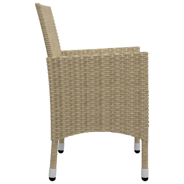 5-tlg. Garten-Essgruppe Poly Rattan und Glas Beige