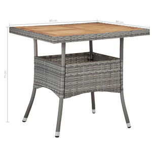 5-tlg. Garten-Essgruppe Grau Poly Rattan und Akazienholz