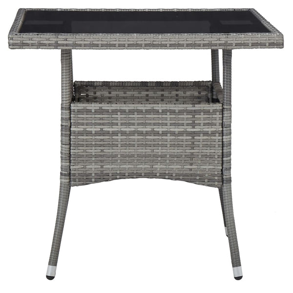 5-tlg. Garten-Essgruppe Poly Rattan und Hartglas Grau