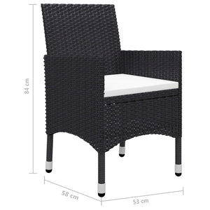 9-tlg. Garten-Essgruppe Poly Rattan und Glas Schwarz