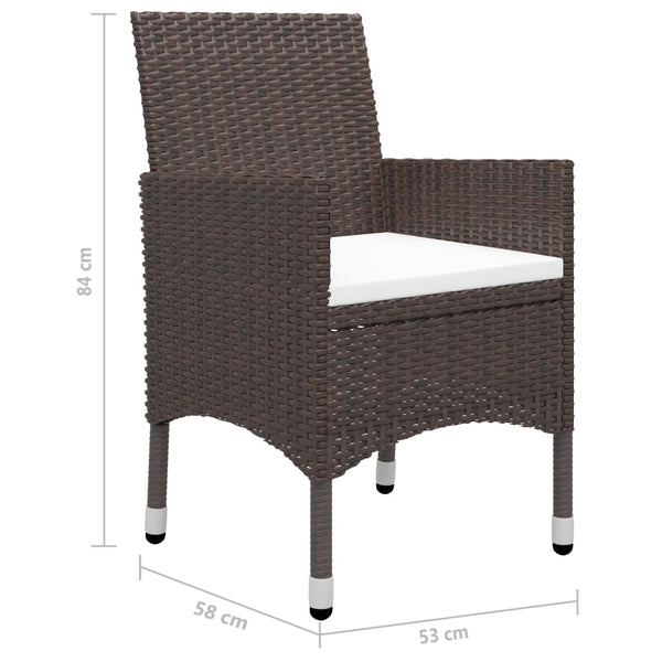 9-tlg. Garten-Essgruppe Poly Rattan und Glas Braun