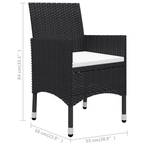 9-tlg. Garten-Essgruppe Poly Rattan Akazie Massivholz Schwarz