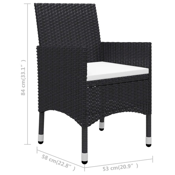 9-tlg. Garten-Essgruppe Poly Rattan Akazie Massivholz Schwarz