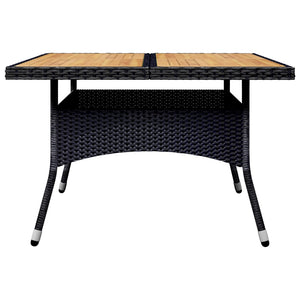 9-tlg. Garten-Essgruppe Poly Rattan Akazie Massivholz Schwarz