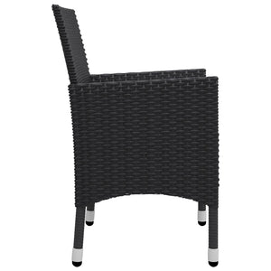 9-tlg. Garten-Essgruppe Poly Rattan Akazie Massivholz Schwarz