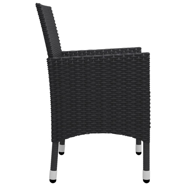 9-tlg. Garten-Essgruppe Poly Rattan Akazie Massivholz Schwarz