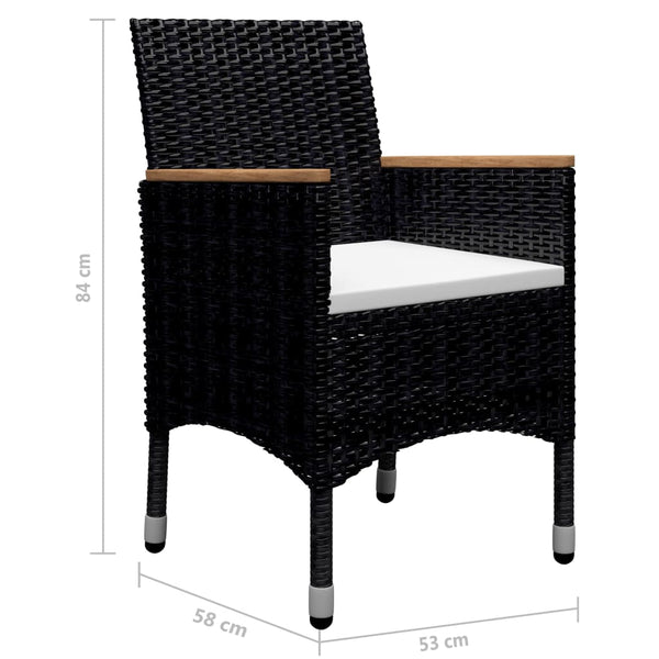 9-tlg. Garten-Essgruppe Poly Rattan und Akazienholz Schwarz