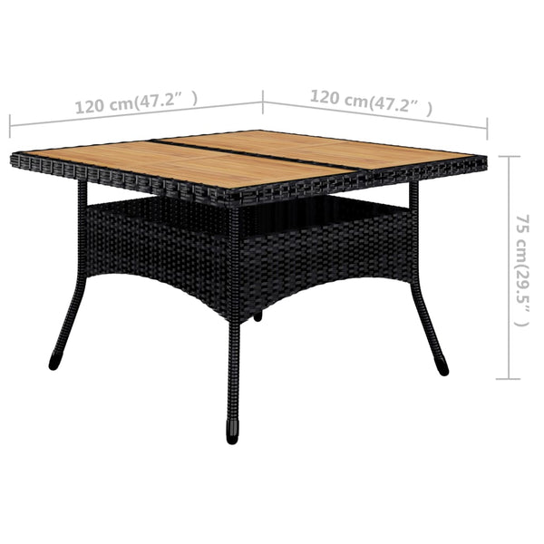 9-tlg. Garten-Essgruppe Poly Rattan und Akazienholz Schwarz